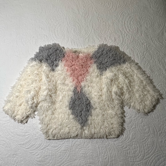 Vintage Women's 80s Shaggy Pastel Hand Crochet Pullover Knit Sweater - Picture 1 of 6